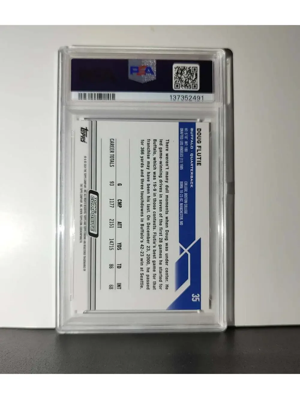 Doug Flutie 2023 Topps Chrome #35 Magenta Refractor 374/399 PSA 8 NM-MT